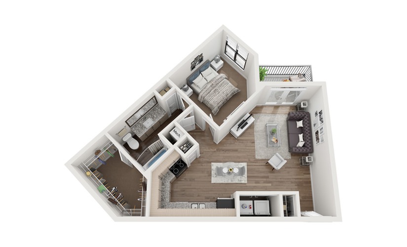 Downing 1 Bedroom 1 Bath Floorplan