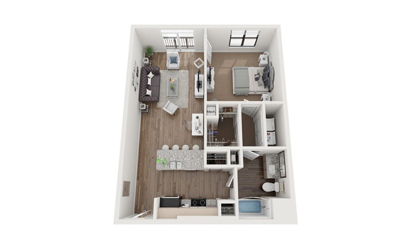 Goodloe 1 Bedroom 1 Bath Floorplan