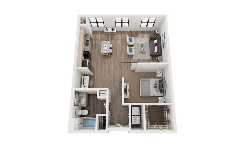 Greensward 1 Bedroom 1 Bath Floorplan