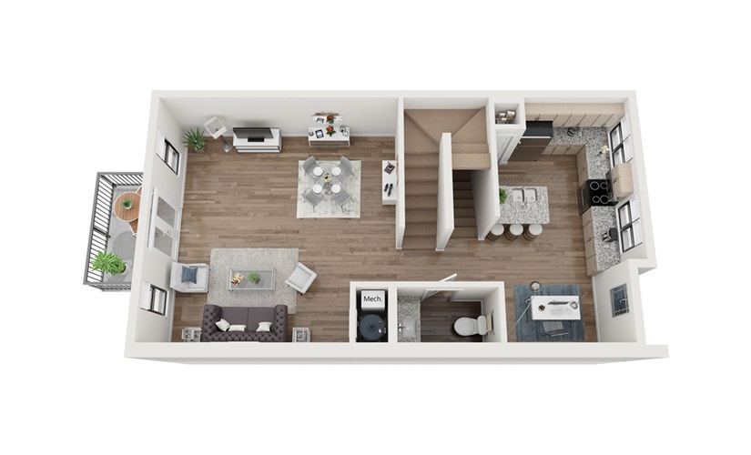 Whitman 3 Bedroom 2 Bath Floorplan